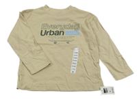 Nové - Béžové triko s nápisy a skateboardem Dunnes