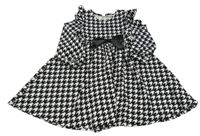 Černo-bílé vzorované šaty s mašlí Shein