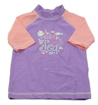 Lila-růžové UV tričko s nápisem a rybami Pocopiano