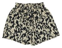 Béžovo-černé vzorované lehké kraťasy 
