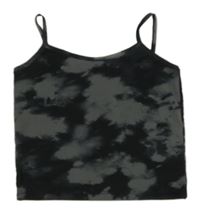 Černo-šedý batikovaný šifonový crop top New Look