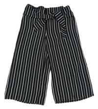 Černo-bílé pruhované culottes kalhoty s páskem Primark