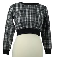 Dámský černo-bílý kostkovaný crop svetr Primark 