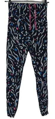 Dámské tmavomodro-barevné vzorované sportovní funkční  legíny Good Move 