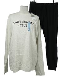 Nové - Pánské šedo-černé pyžamo s nápisem Primark 