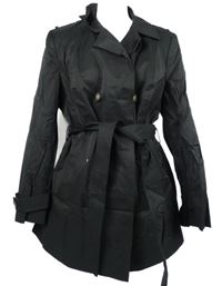 Dámský černý šusťákový jarní kabát s páskem Debenhams 