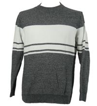 Pánský šedo-bílý pruhovaný svetr Primark 