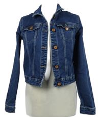 Dámská tmavomodrá riflová crop bunda Noisy May 