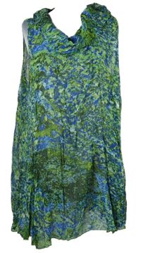 Dámská zeleno-modrá vzorovaná šifonová plážová tunika C&A