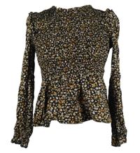 Dámská černo-béžová kytičkovaná žabičková peplum halenka New Look 