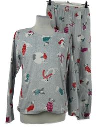 Dámské šedé plyšové pyžamo s pejsky M&S