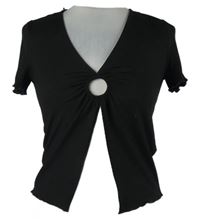 Dámské černé žebrované crop tričko s rozparkem New Look 