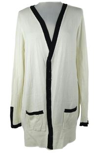 Dámský smetanovo-černý pruhovaný propínací svetr F&F