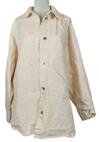 Dámská světlerůžová riflová oversized košilová bunda H&M