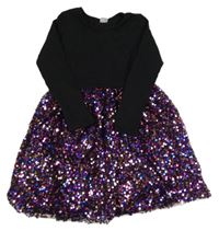 Černo-barevné žebrovano/flitrované šaty Kiki&Koko