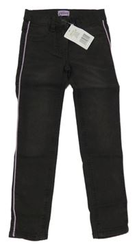 Nové - Tmavošedé skinny rifle s proužky Alive 