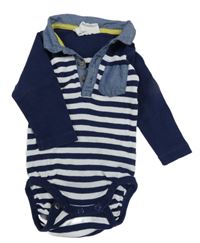 Tmavomodro-bílé pruhované body H&M