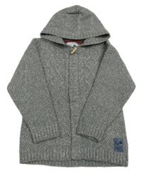 Šedý propínací svetr s kapucí 