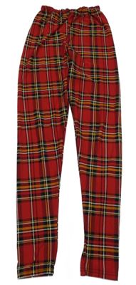 Červeno-barevné kostkované legíny