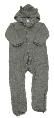 Černo-bílá melírovaná pletená podšitá kombinéza s kapucí H&M