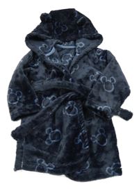 Tmavomodrý chlupatý župan s Mickey mousem a kapucí George