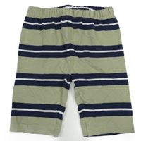 Khaki-tmavomodro-bílé pruhované elastické kraťasy Topolino