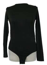 Dámské černé body s volnými zády a krajkou 