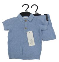 Nové - 2set - Modré pletené tričko + kraťasy F&F