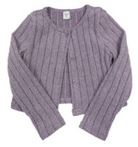 Fialové žebrované úpletové propínací bolerko 