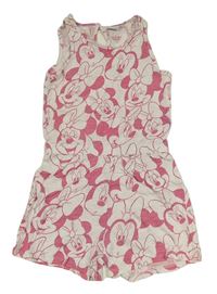 Bílo-růžový letní overal s Minnie Disney 