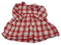 Červeno-bílo-zlaté kostkované šaty s límečkem M&S