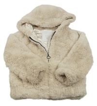 Béžová kožešinová zateplená bunda s kapucí Matalan