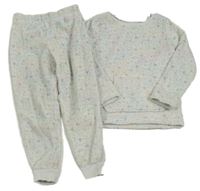 Světlešedo-barevné chlupaté pyžamo se srdíčky Nutmeg