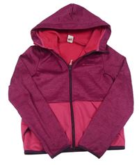 Tmavorůžovo-černá melírovaná thermo bundomikina s kapucí Quechua