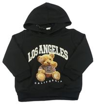 Černá mikina s medvědem a kapucí Shein