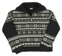 Antracitovo-bílý vzorovaný svetr s norským vzorem Next