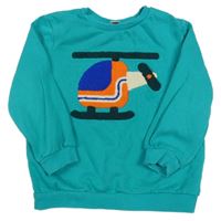 Tyrkysová mikina s vrtulníkem Tu