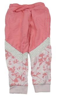 Růžovo-květované tepláky s motýlky Kids