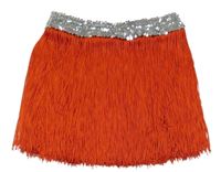 Kostým - Červená třásňová sukně s flitrovým pasem