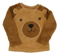 Hnědo-karamelová chlupatá mikina s medvídkem Primark