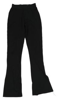 Černé žebrované flare kalhoty New Look