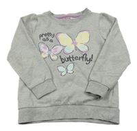 Šedá mikina s motýly Dopodopo
