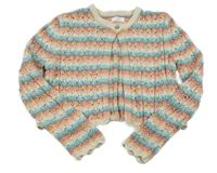 Zeleno-smetanovo-růžové perforované pruhované svetrové bolerko Next