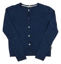 Tmavomodrý propínací svetr