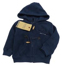 Nové - tmavomodrá fleecová bunda s kapucí 