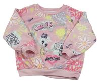 Světlerůžová mikina s nápisy a srdcem Matalan