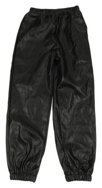 Černé koženkové cuff kalhoty Shein