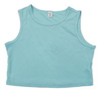 Světlemodrý žebrovaný crop top Shein