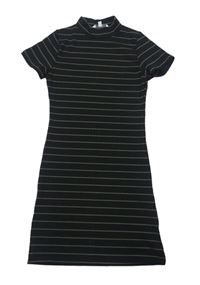 Černo-khaki pruhované žebrované šaty Miss E-vie 