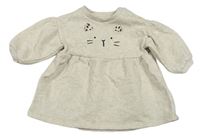 Béžové melírované teplákové šaty s kočičkou F&F